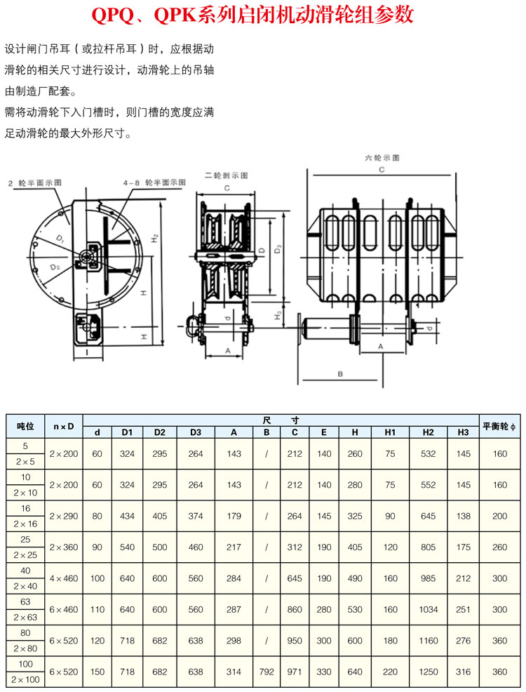 QPQ、QPK系列啟閉機動滑輪組
